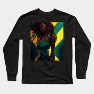 Rasta jamaica woman Long Sleeve T-Shirt